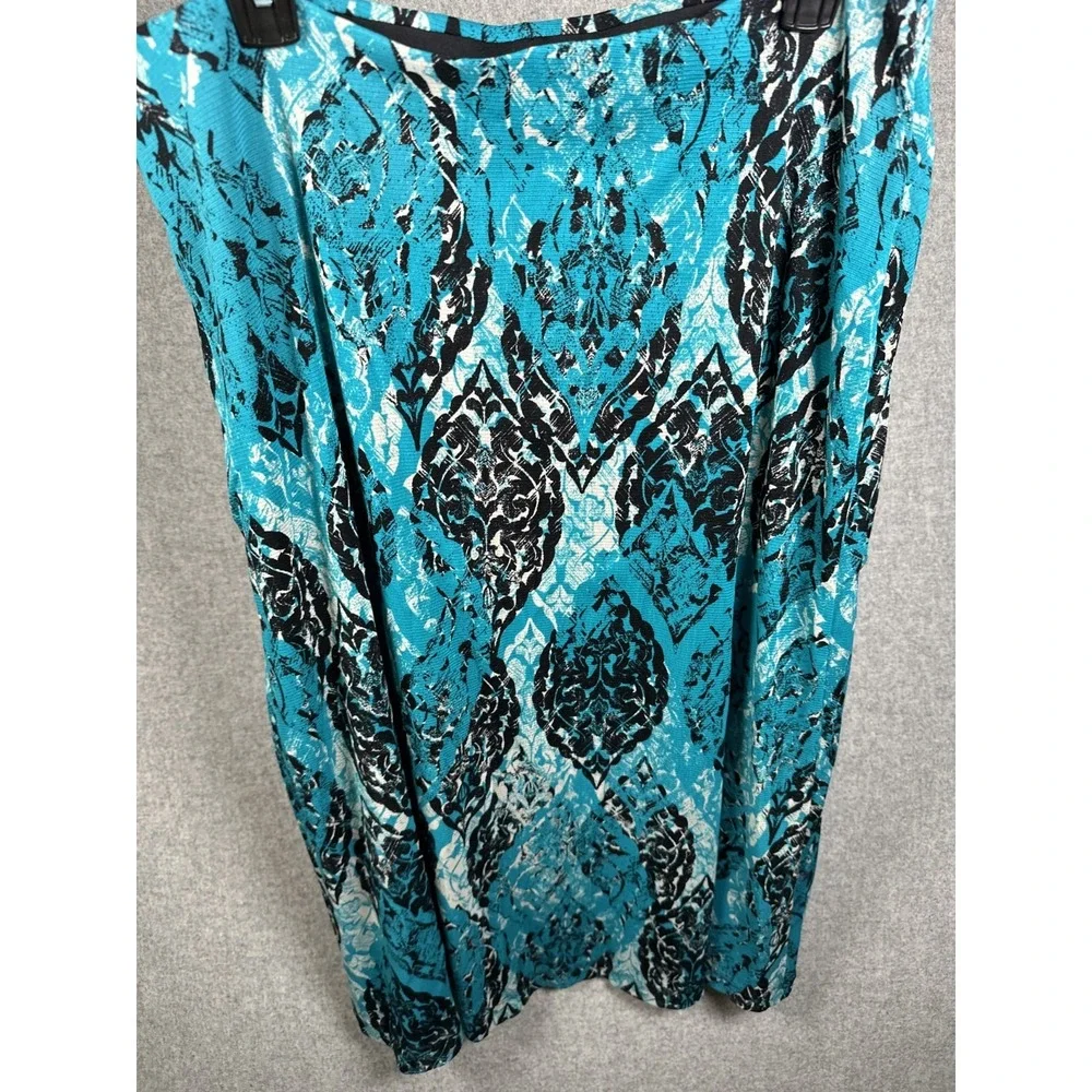 212 Collection Large Womens‎ Skirt A-line Blue Black Stretch Pull On Knee Lined